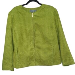 KORET Blazer Jacket‎ Full Zip Faux Suede Green/Blue Women's Size 16W